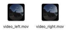 Finder showing video_left.mov and video_right.mov